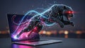 Digital panther on laptop screen Royalty Free Stock Photo