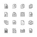 Digital and paper documents icons in thin line style