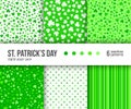 Digital paper pack, 6 abstract patterns, Green clover patterns, St. Patrick Day background.