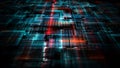 Digital Particle and Light flow. Digital Cyberspace and Data Network Connections Concept. Transfer Digital Data High Speed