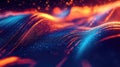 Digital data waves flowing on abstract particle surface Royalty Free Stock Photo