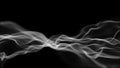 Digital particle waves flow abstract mesh lines on black background, ideal for tech, data, AI, and futuristic design concepts. 3d Royalty Free Stock Photo
