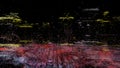 Digital particles of the city ruins scan, Technology abstract background concept Royalty Free Stock Photo