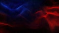 Digital particles flowing, creating a dynamic wave pattern on red and blue background Royalty Free Stock Photo