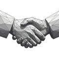 Digital partnership handshake illustration with geometric low-poly design on a clean white background Royalty Free Stock Photo