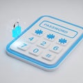 Digital Password Entry Pad with Glowing Blue Lock Icon and Network Grid security keypad Royalty Free Stock Photo