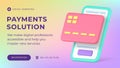 Digital payment marketing solution banking smartphone app social media banner 3d icon vector