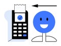 Digital Payment Success and Customer Satisfaction Concept with POS Terminal and Smiling Face Royalty Free Stock Photo