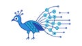 Digital Peacock Network: AI Nature Integration, vector design Generative AI Royalty Free Stock Photo