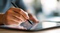 Digital pen tablet hand technology touchscreen writing close up modern device stylus electronic gadget communication creative Royalty Free Stock Photo