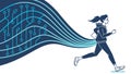 Digital Performance: Runner with Data Flowing Trails, Vector Art, vector design Generative AI Royalty Free Stock Photo