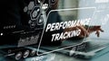 Digital Performance Tracking Concept with Data Analytics and Visual Graphics in a Modern Workspace Setting. Asymptotic Royalty Free Stock Photo