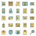 Digital personal information icons set vector color line Royalty Free Stock Photo