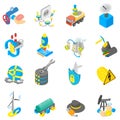 Digital petroleum icons set, isometric style