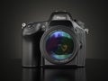 Digital photo camera on black background. Royalty Free Stock Photo