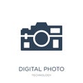digital photo camera icon in trendy design style. digital photo camera icon isolated on white background. digital photo camera Royalty Free Stock Photo