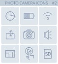 Digital photo camera line symbols. Vector thin outline icon set. Royalty Free Stock Photo