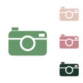 Digital photo camera sign. Russian green icon with small jungle green, puce and desert sand ones on white background Royalty Free Stock Photo