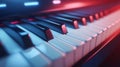 A digital piano in a studio environment is equipped with augmented reality overlays, demonstrating dynamic key response Royalty Free Stock Photo