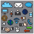 Digital Pixel Communication Icons Set