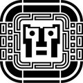 Digital pixel cyber avatar icon. Computer technology, security, hacking. Black and white face person. 8-bit abstract symbol design Royalty Free Stock Photo