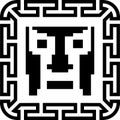 Digital pixel cyber avatar icon. Computer technology, security, hacking. Black and white face person.