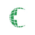 Digital Pixel Globe Logo Design Template in green color Royalty Free Stock Photo