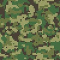 Digital pixel green camouflage seamless pattern for your design. Army background. Vector texture