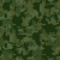 Digital pixel green camouflage seamless pattern for your design. Clothing military style. Royalty Free Stock Photo