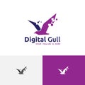 Digital Pixel Seagull Bird Flying Online Computer Technology Logo Royalty Free Stock Photo
