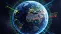 Digital of planet Earth with a glowing network of connections and data streams Keywords: planet, Earth, globe Royalty Free Stock Photo
