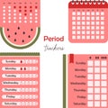 Period trackers. Digital stickers for bullet journaling or planning. Woman\'s health tracker.