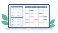 Digital Planning System on Laptop Display Featuring Colorful Schedule and Event Management Interface, Streamlined Workflow Design Royalty Free Stock Photo