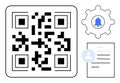 QR Code with Notification Icon, User Profile, and Document Symbol Digital Connectivity Royalty Free Stock Photo