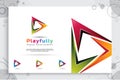 Digital Play vector logo with modern 3d design style and modern color style.digital creative illustration of play icon for