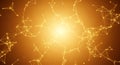Digital plexus network glowing on a gradient gold and brown background Royalty Free Stock Photo
