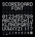 Digital point font for scoreboards. Led display uppercase letters, numbers and symbols