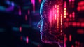 Digital Portrait of Artificial Intelligence A digital representation of a human face formed from binary code symbolizing Royalty Free Stock Photo