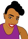 Digital portrait illustrated black woman