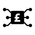 Digital pound currency icon vector symbol for digital transactions for asset and wallet in a flat color glyph pictogram