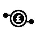 Digital pound icon vector currency symbol for digital transactions for asset and wallet in a flat color glyph pictogram