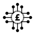 Digital pound symbol icon vector currency for digital transactions for asset and wallet in a flat color glyph pictogram