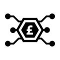 Digital pound symbol icon vector currency for digital transactions for asset and wallet in a flat color glyph pictogram