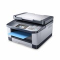 Digital Printer And Scanner With Blue Sheet Of Paper