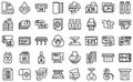 Digital printing icons set, outline style