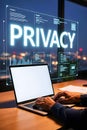 Digital Privacy Protection Concept With Secure Data Interface And Modern Work Environment Royalty Free Stock Photo