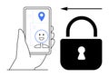 Digital Privacy and Security Concept with Smartphone and Lock Symbol Royalty Free Stock Photo
