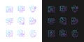 Digital proficiency gradient icons set for dark and light mode