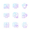 Digital proficiency gradient linear vector icons set