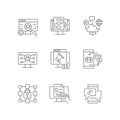 Digital proficiency linear icons set